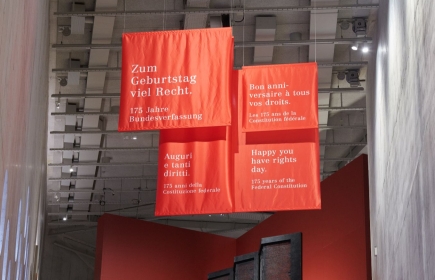 L'ingresso della mostra allestita presso il Museo nazionale di Zurigo